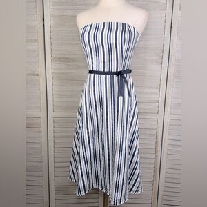 EVA FRANCO Strapless Striped Sundress Blue/White-4